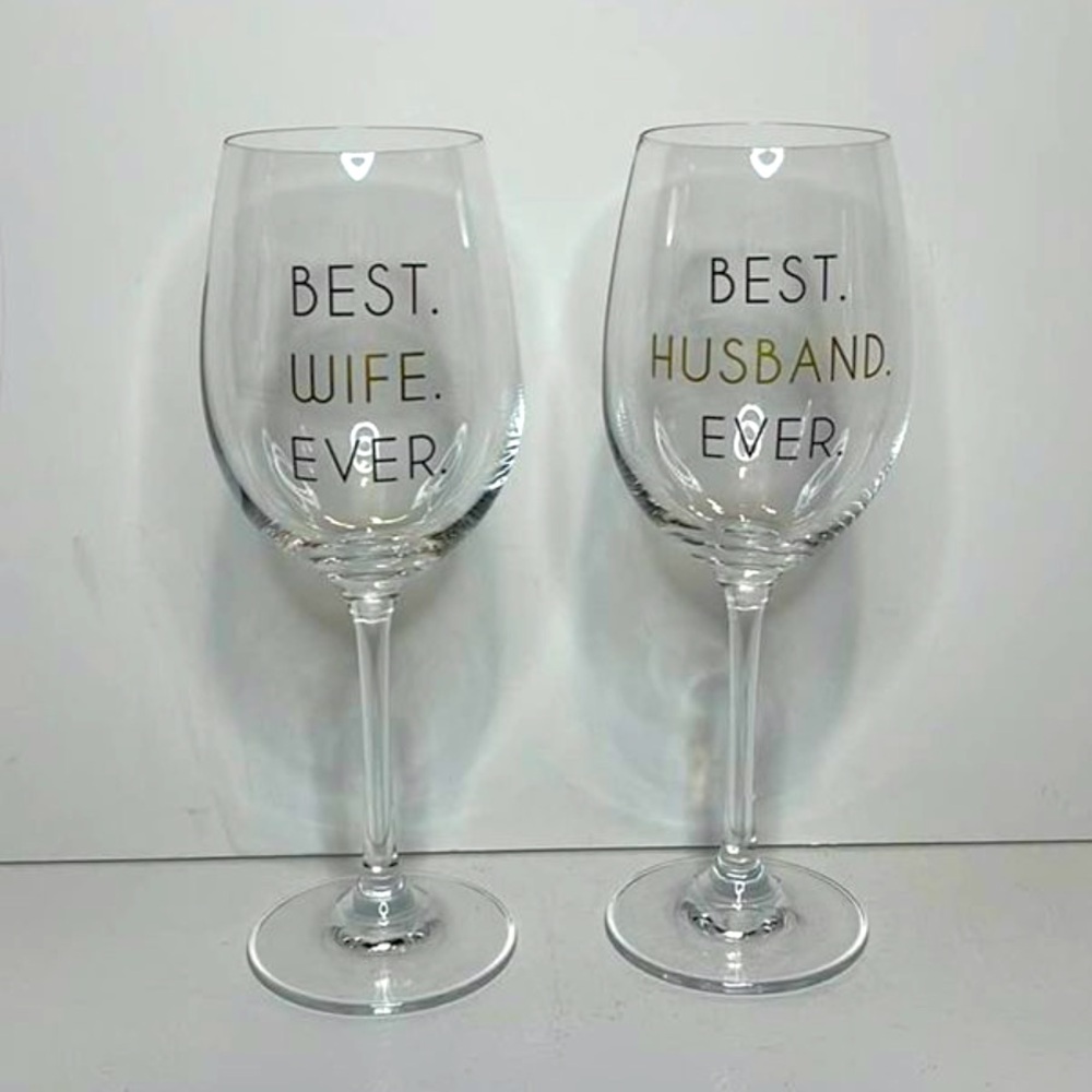 New Wife & Husband Wine Glass Set